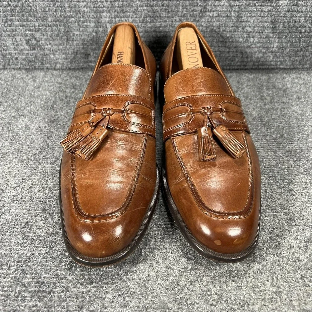 Johnston & Murphy Shoes Mens Size 9 N Brown Leather Tassel Loafers Italy 15-5724